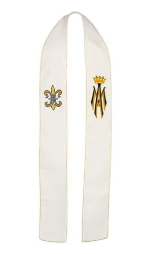 Stuła Maryjna haftowana biała 4-119-0 e-religijne.pl