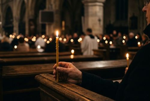 świeca ofiarna cienka kolor wosku 25 cm liturgia Wigilia Paschalna odnowienie przyrzeczeń chrzcielnych kościół katolicki e-religijne.pl