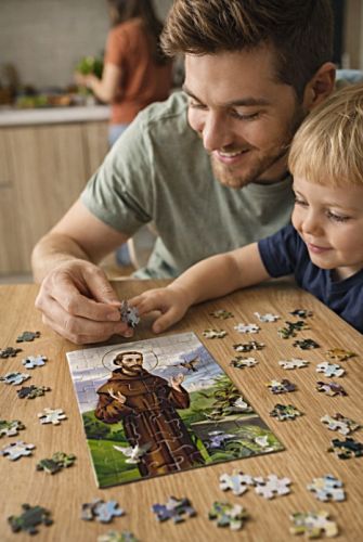 puzzle religijne dla dzieci święty franciszek – wspólne układanie w domu