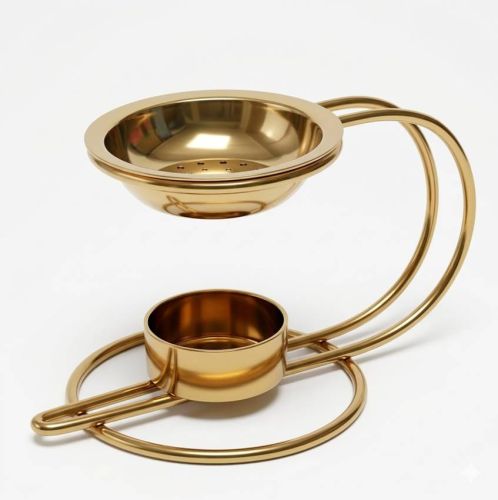 Złota kadzielnica na sitko i podgrzewacz, metalowy kominek do żywic bez dymu, nowoczesny element kącika modlitewnego