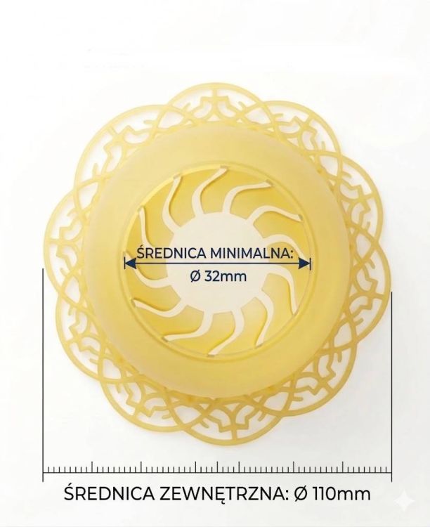 Osłonka okapnik na gromnicę żółta średnica 32 mm plastikowa ażurowa