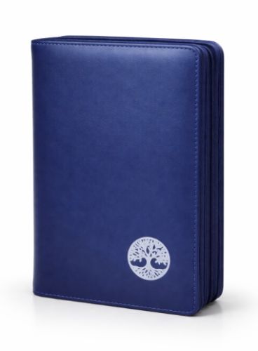 Okładka na Biblię Plus granatowa – etui skaj na suwak z motywem drzewa życia, producent Epaks