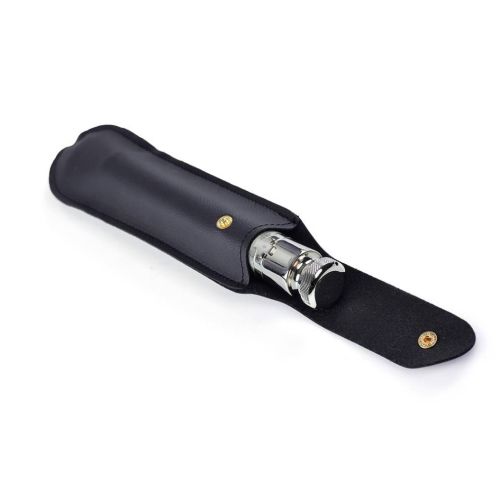 Kropidło metalowe 15 cm z etui skórzanym – zestaw na kolędę, mosiądz niklowany srebrny