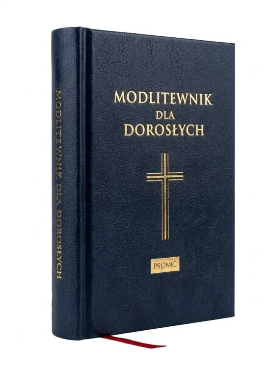 modlitewnik dla dorosłych oprawa granatowa skóropodobna PROMIC ze złoconym krzyżem i dwiema tasiemkami