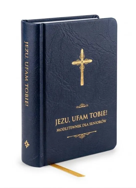 modlitewnik dla seniorów Jezu ufam Tobie oprawa granatowa skóropodobna duża czcionka złocony krzyż