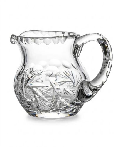 Kryształowy dzbanuszek lavabo 50 ml z ręcznym szlifem gwiaździstym — naczynie liturgiczne do obmywania rąk celebransa, producent Wrzos Kryształy