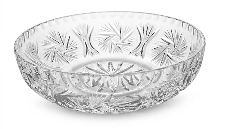 Taca kryształowa głęboka 18 cm do lavabo z ręcznym szlifem gwiaździstym — naczynie liturgiczne zbierające wodę przy obmyciu rąk celebransa, Wrzos Kryształy