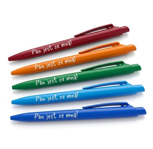 Długopis Pan jest ze mną z Psalmem 118 — pięć kolorów: bordowy, pomarańczowy, zielony, błękitny, granatowy