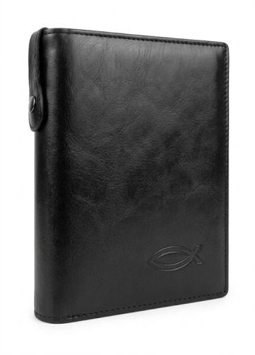 Biblia Tysiąclecia V wyd. z nałożoną czarną okładką z ekoskóry — zestaw z dedykowaną oprawą ochronną