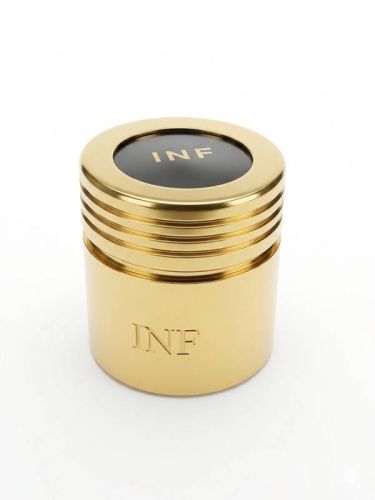 Pojemnik na olej chorych INF, plastikowy w kolorze złota, wysokość 4 cm, średnica 3,5 cm