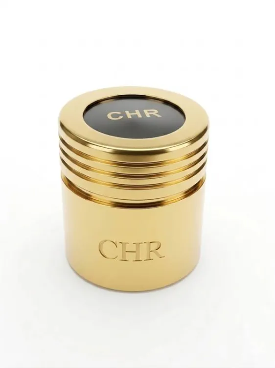 Pojemnik na krzyżmo CHR, plastikowy w kolorze złota, wysokość 4 cm, średnica 3,5 cm