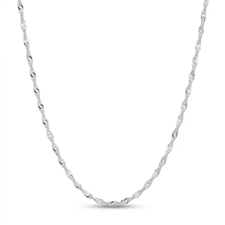 Łańcuszek srebrny singapur diamentowany SN035, grubość 0,35 mm, próba 925, cienki damski pod medalik szkaplerzny i drobne zawieszki