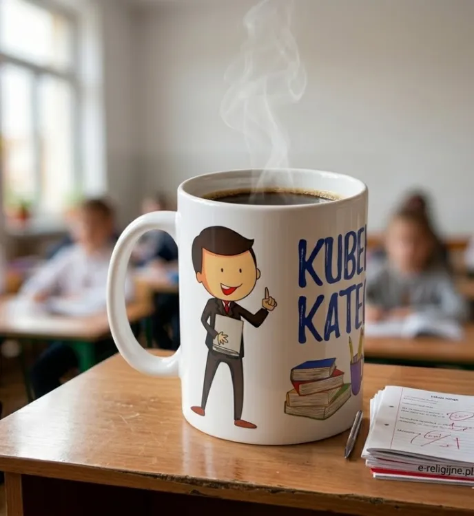 Kubek Katechety ceramiczny 360 ml z cytatem z Księgi Przysłów (Prz 13,14)