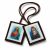 Szkaplerz materiałowy karmelitański brązowy z wizerunkiem Najświętszego Serca Jezusa i Matki Bożej Szkaplerznej do nałożenia podczas obrzędów przyjęcia