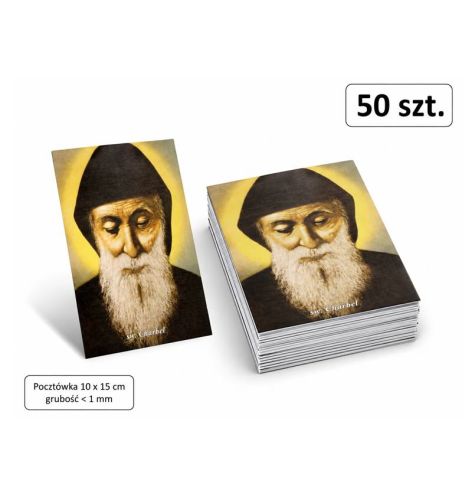Pocztówka św. Charbel Makhluf 10x15 cm karton, paczka 50 szt. do dystrybucji parafialnej