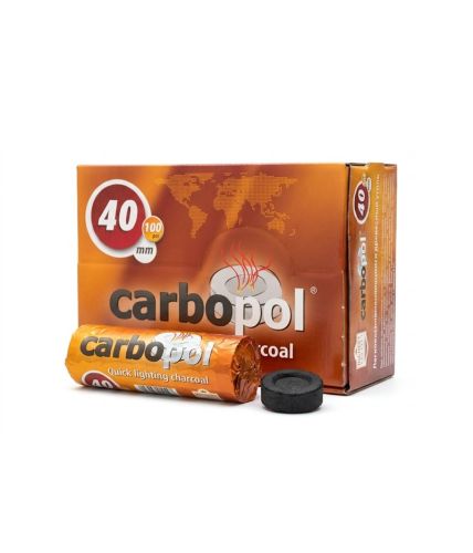 Zbiorcze pudełko 100 węgielków trybularzowych CARBOPOL 40 mm w 10 rolkach do kadzielnic kościelnych