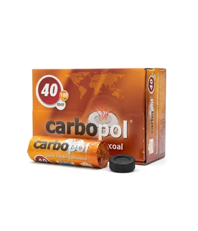 Zbiorcze pudełko 100 węgielków trybularzowych CARBOPOL 40 mm w 10 rolkach do kadzielnic kościelnych