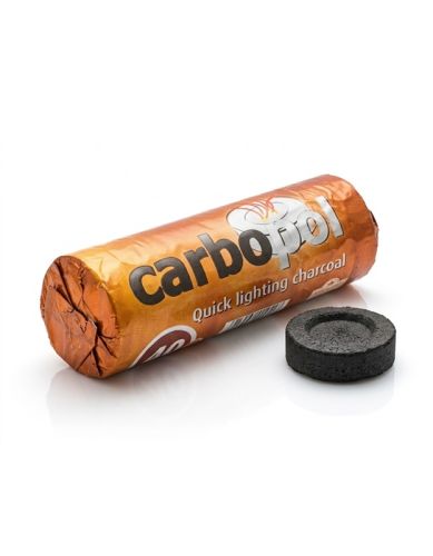 Węgielki do kadzielnicy - 40 mm CARBOPOL Pojedyncza rolka wyjęta z pudełka, gdzie znajduje się sto sztuk węgielków do trybularza.