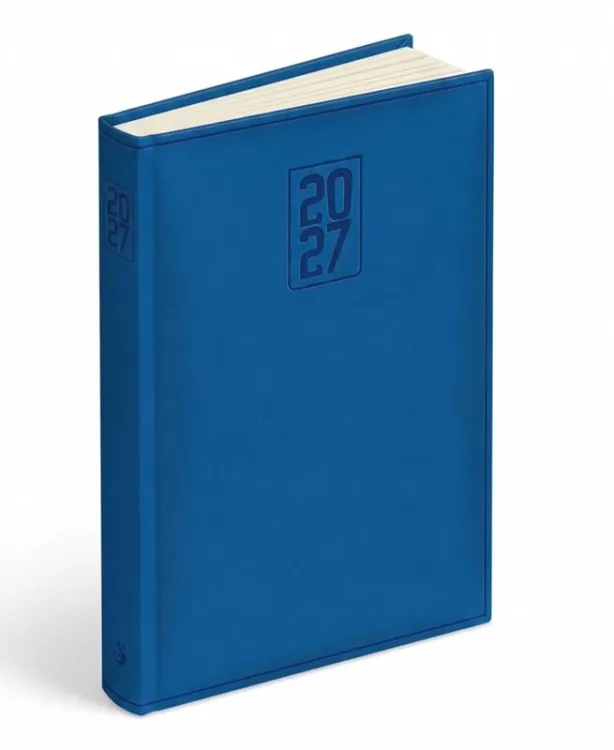 Terminarz A5 PRINT 2027 Edycji Świętego Pawła w kolorze niebieskim, twarda oprawa z gąbką, wytłoczony rok 2027 na froncie i grzbiecie