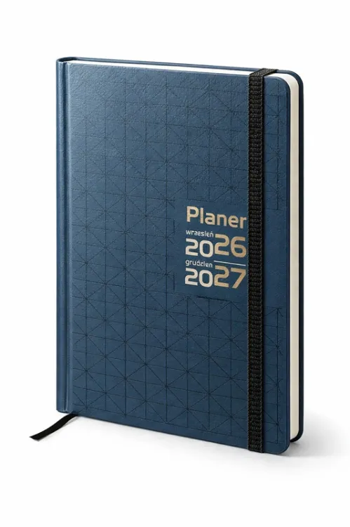 Granatowy terminarz Planer 2026/2027 ze złotym tłoczeniem, kalendarz dla nauczyciela i katechety – e-religijne.pl