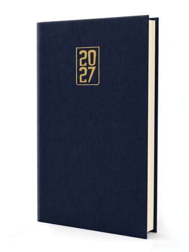 Terminarz tygodniowy 2027 Print — twarda tłoczona oprawa w kolorze granatowym i czerwonym ze złoconym rokiem