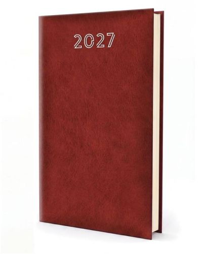 Terminarz tygodniowy 2027 Standard — gładka oprawa jednokolorowa w bordo, zieleni i brązie