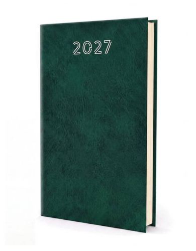 Terminarz tygodniowy 2027 Standard — gładka oprawa jednokolorowa w bordo, zieleni i brązie