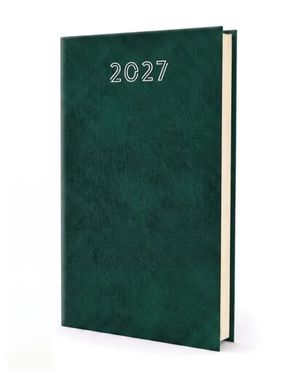 Terminarz tygodniowy 2027 Standard — gładka oprawa jednokolorowa w bordo, zieleni i brązie