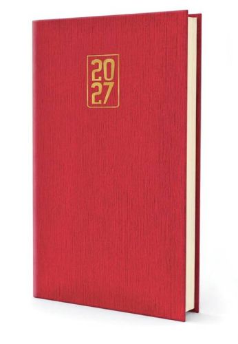 Terminarz tygodniowy 2027 Print — twarda tłoczona oprawa w kolorze granatowym i czerwonym ze złoconym rokiem