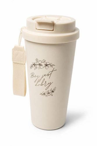 Kubek termiczny „Bóg jest dobry" 500 ml — kremowy, na prezent