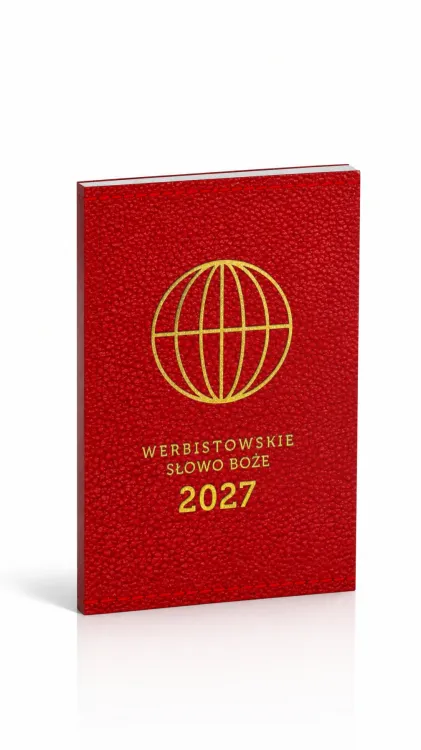 Werbistowskie Słowo Boże 2027 — bordowy kalendarzyk kieszonkowy werbistów ze złotym logo SVD