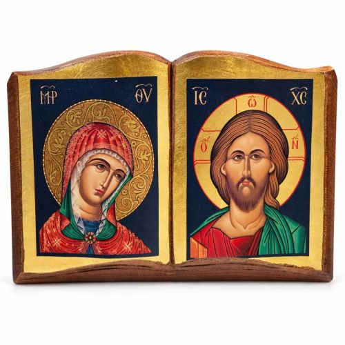 Grecka ikona-księga Jezus Chrystus i Matka Boża 15 × 25 cm
