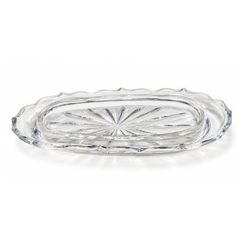 Szklana szlifowana tacka pod ampułki liturgiczne 21 × 9,5 cm