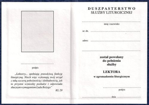 Legitymacja lektora e-religijne.pl