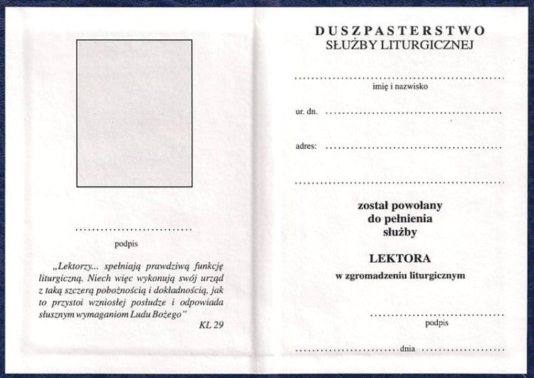 Legitymacja lektora e-religijne.pl