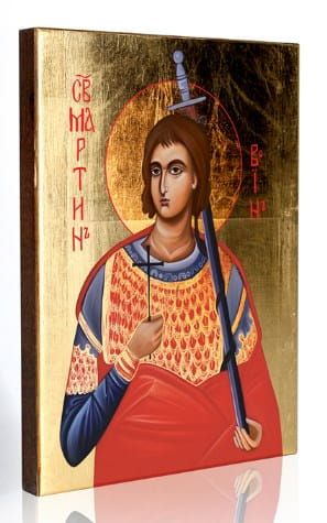 OBRAZY - IKONY - SKLEP: Ikona św. Marcina - złocona - 11,5 x 16 Najlepszy prezent z okazji imienin, urodzin, chrztu lub bierzmowania. DEWOCJONALIA - księgarnia