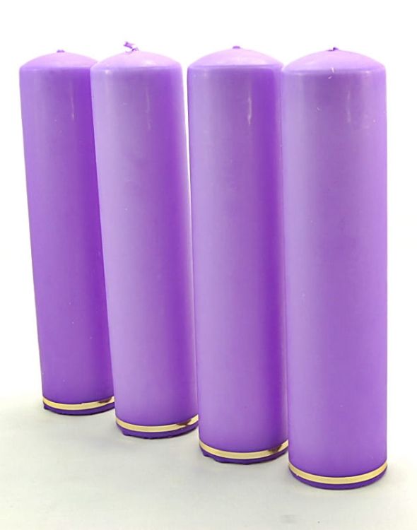 Świece do wieńca adwentowego - komplet 4 sztuki - fioletowe (wysokość 20 cm) e-religijne.pl
