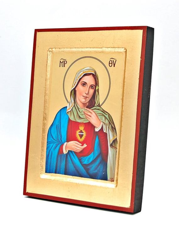 Największy sklep z ikonami księgarnia chrześcijanska  Ikona bizantyjska Niepokalane Serce Maryi 18 x 24