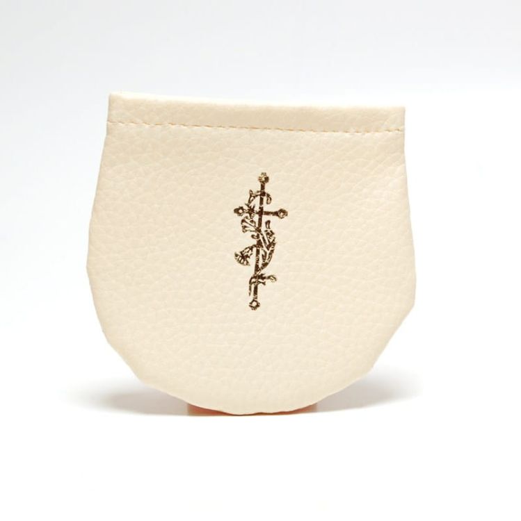 Etui na różaniec - sakiewka na rzep - ecru e-religijne.pl
