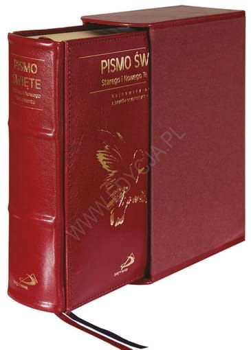 Pismo Święte Stary i Nowy Testament z paginatorami duże - z etui skóra naturalna bordowa e-religijne.pl 