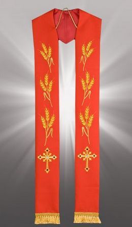 Stuła czerwona uroczysta haftowana K31 e-religijne.pl