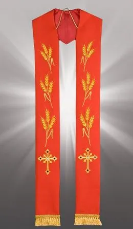 Stuła czerwona uroczysta haftowana K31 e-religijne.pl