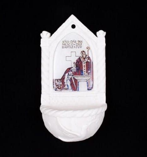 Kropielnica do domu - Pamiątka 1050 rocznicy Chrztu Polski (cp) Kropielnice do domu do kaplic i do kościołów. Dewocjonalia sklep e-religijne.pl