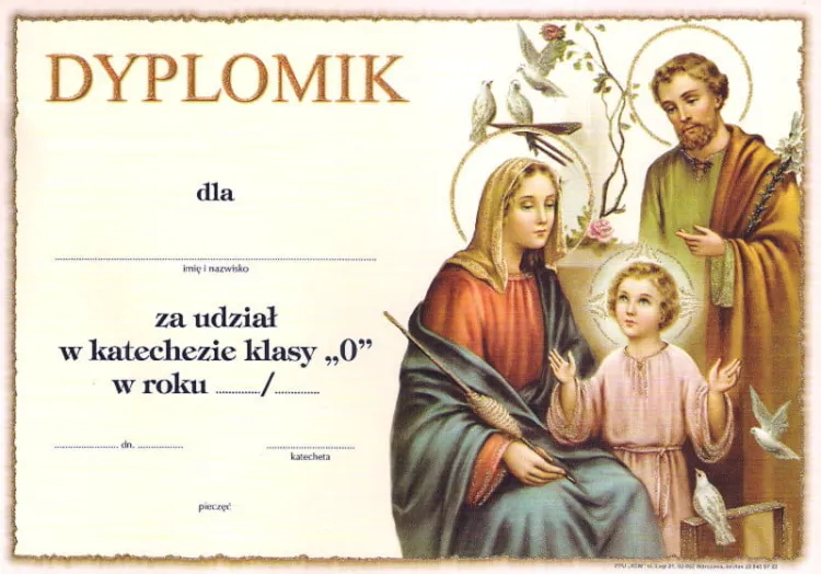 Dyplom za udział w katechezie - zerówka (12) e-religijne.pl