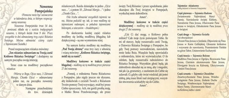 SKLEP DEWOCJONALIA: Nowenna Pompejańska - karnet składany pomoc w modlitwie - Dyplomy, obrazki, karnety