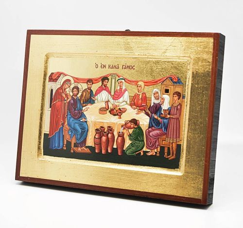 Ikona bizantyjska Cud w Kanie Galilejskiej 24 x 18