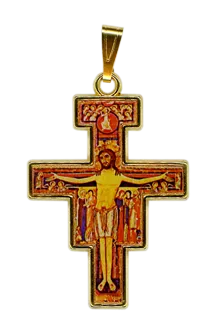 Krzyżyk San Damiano do zawieszenia na szyję 3 cm x 4 cm e-religijne.pl