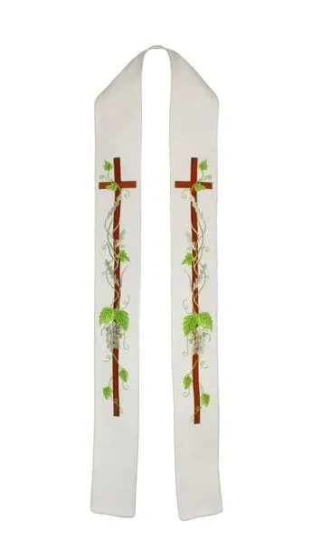 Stuła do koncelebry biała haftowana e-religijne.pl