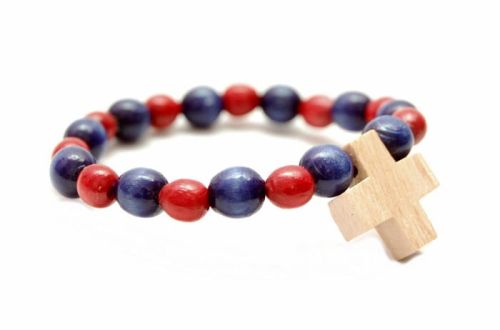 Różaniec bransoletka na rękę niebiesko - czerwona e-religijne.pl