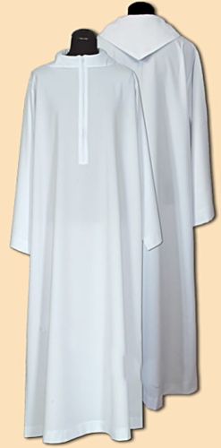 Alba kapłańska z kapturem i zamkiem z przodu (AS4) Asga Szaty Liturgiczne Kierlikówka